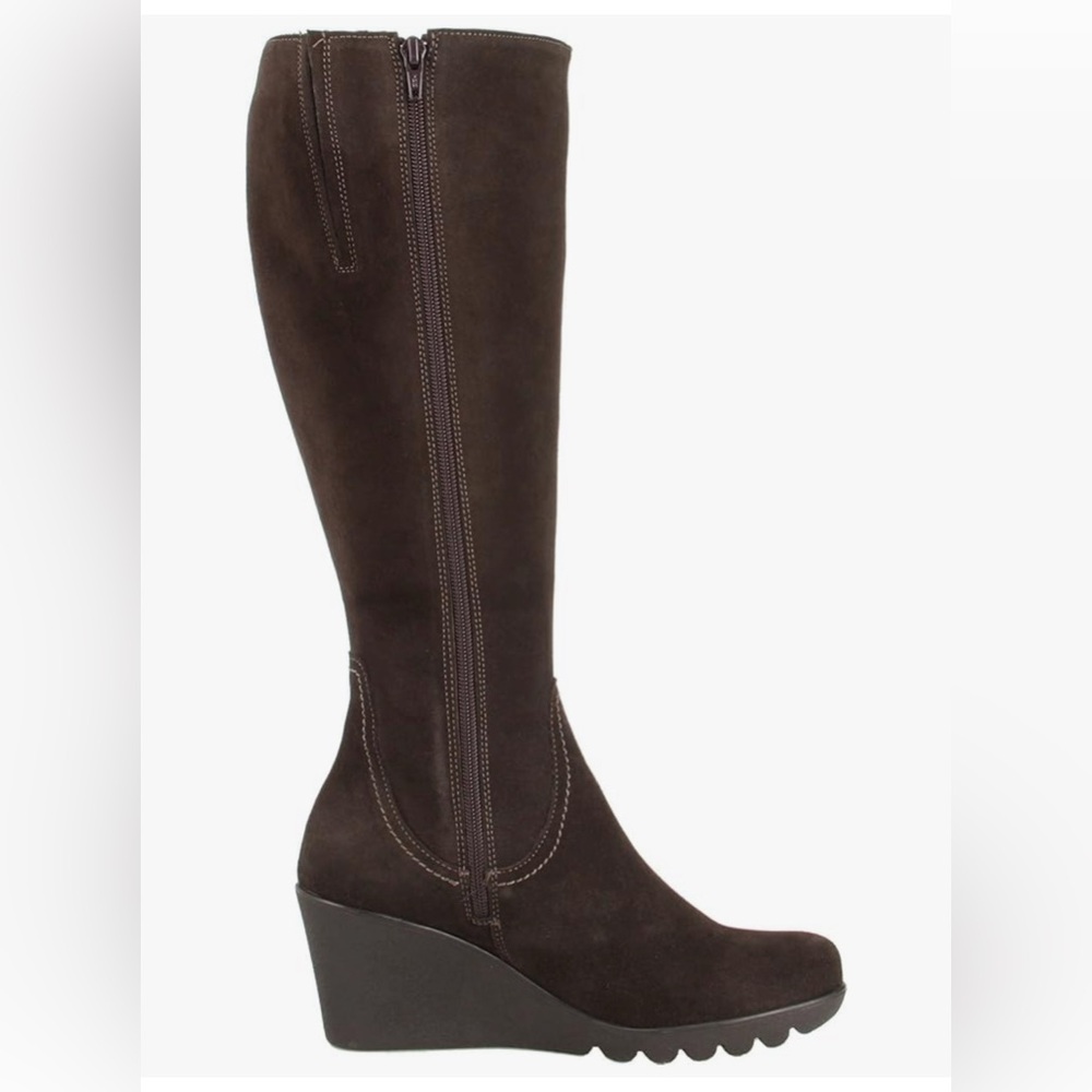 La CANADIENNE Chocolate Brown Wedge Boots - Picture 4 of 9